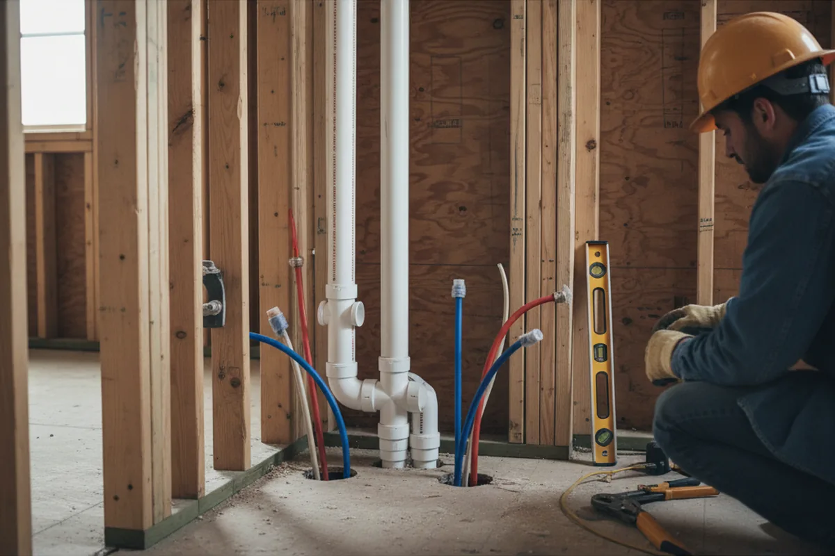 Drain and supply rough-in during Sump Pump Repair in Martha